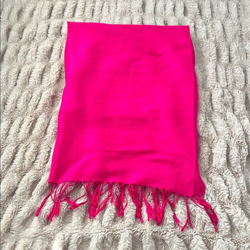 Marciano Accessories Bright Pink Fringe Scarf | Fuchsia Wrap Shawl